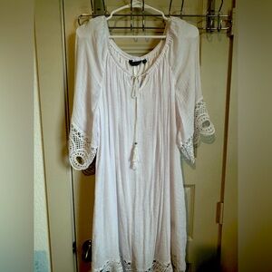 Mlle Gabrielle White Crochet Detail Dress